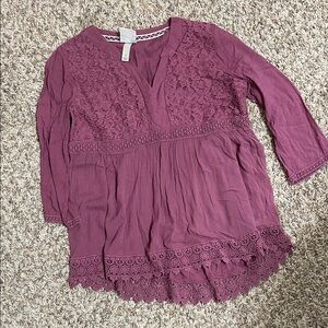 Women's Lace Detail Top in Mauve